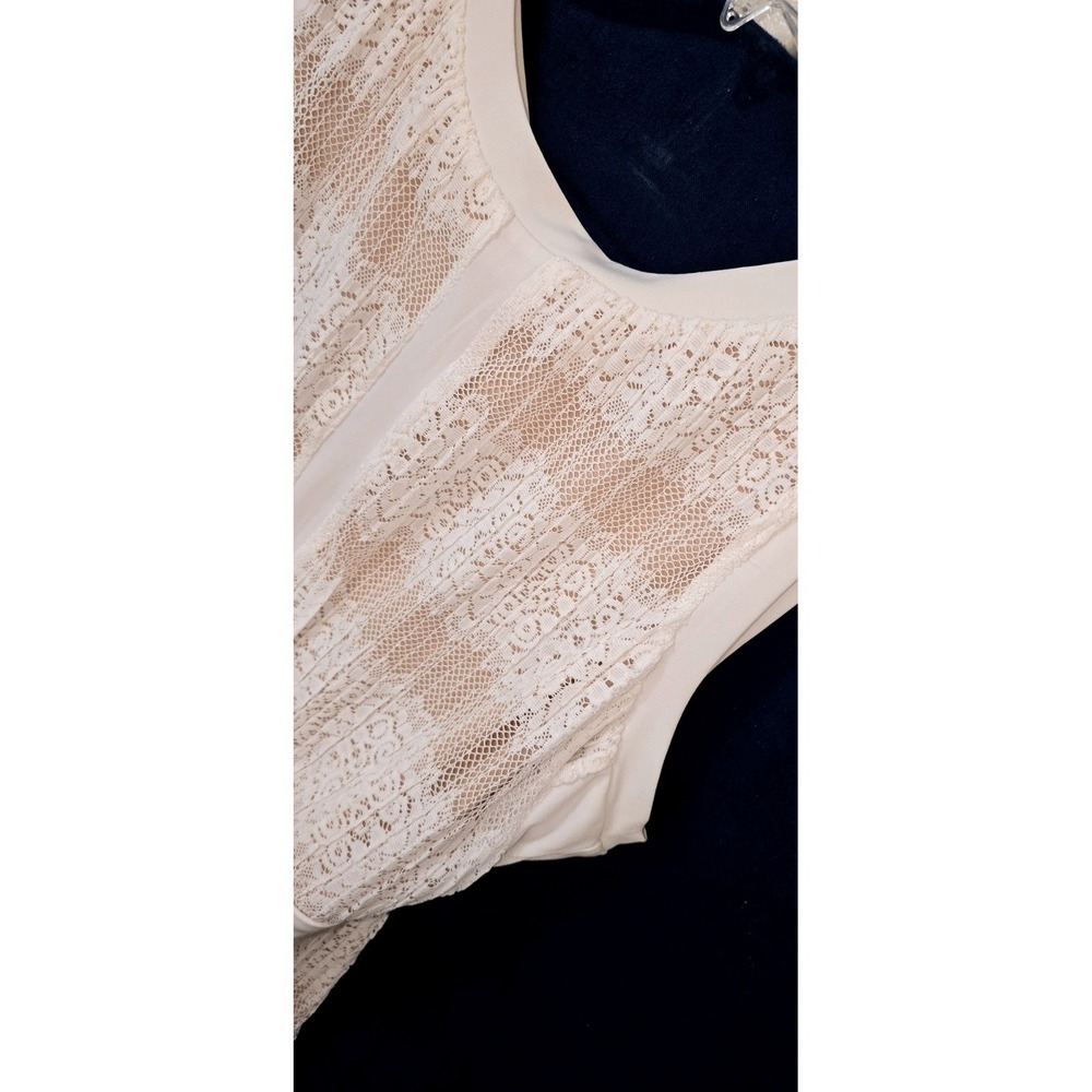 $90 NWOT CANDALITE lace overlay maxi sleeveless dress XL creme white lace - Picture 3 of 4